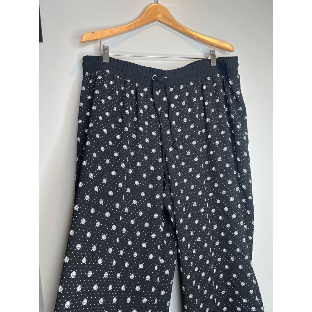 CJ Banks Women's 1X Pants Polka Dot Tie Waist Sheer wide leg Lightweight Black - Picture 3 of 6